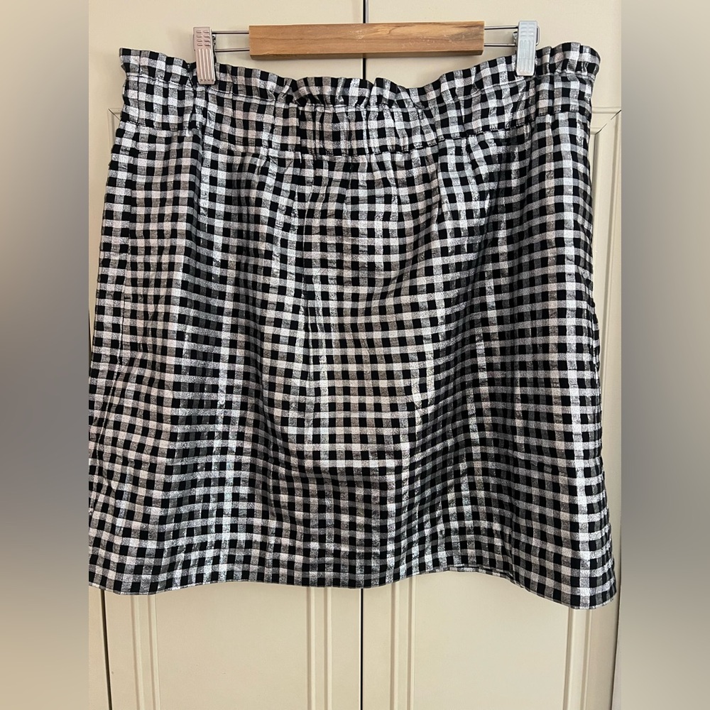 J. Crew Black and White Gingham A-Line Skirt